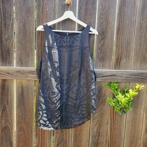 CAbi Black Lace Textured Sleeveless Blouse